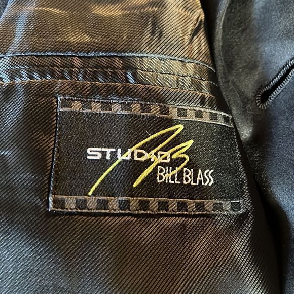 Bill Blass 42 long black polyester sport coat/blazer sueded fabric - Picture 3 of 8